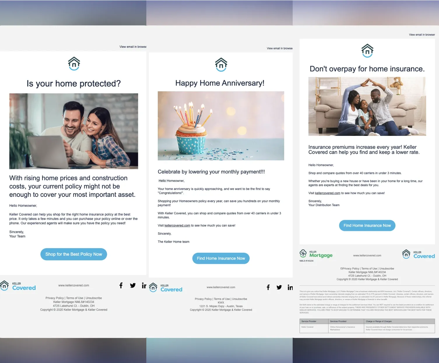 Email series for Keller Williams, designed and built by Blackhawk.