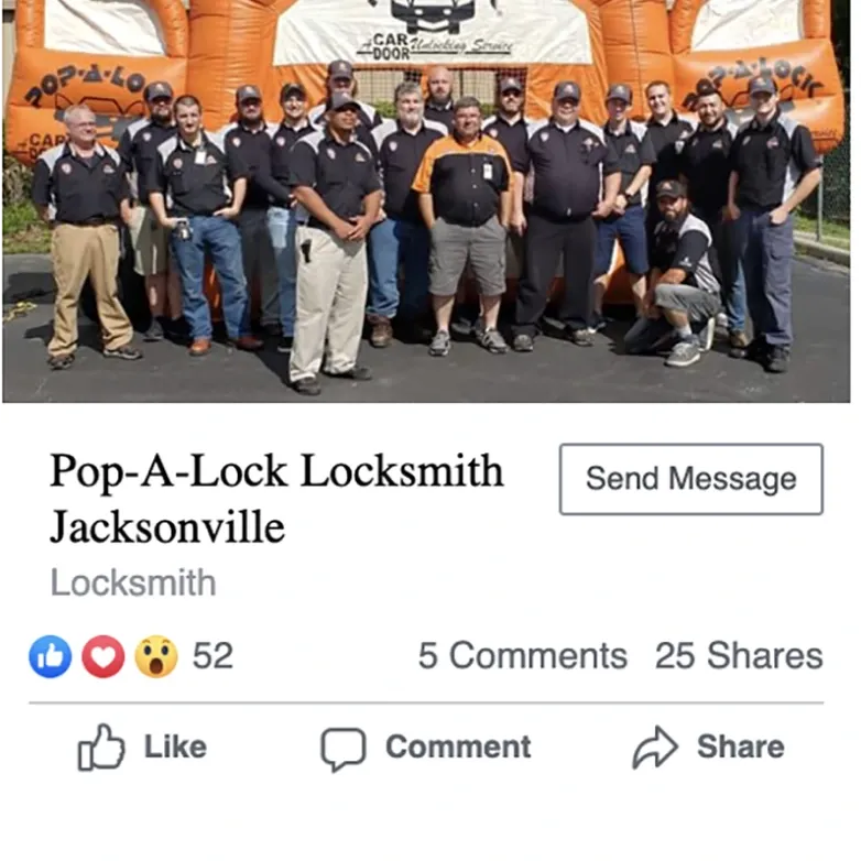 Screenshot of a Pop-A-Lock Jacksonville Facebook ad.
