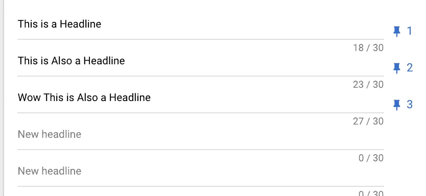 pinning headlines in responsive search ads