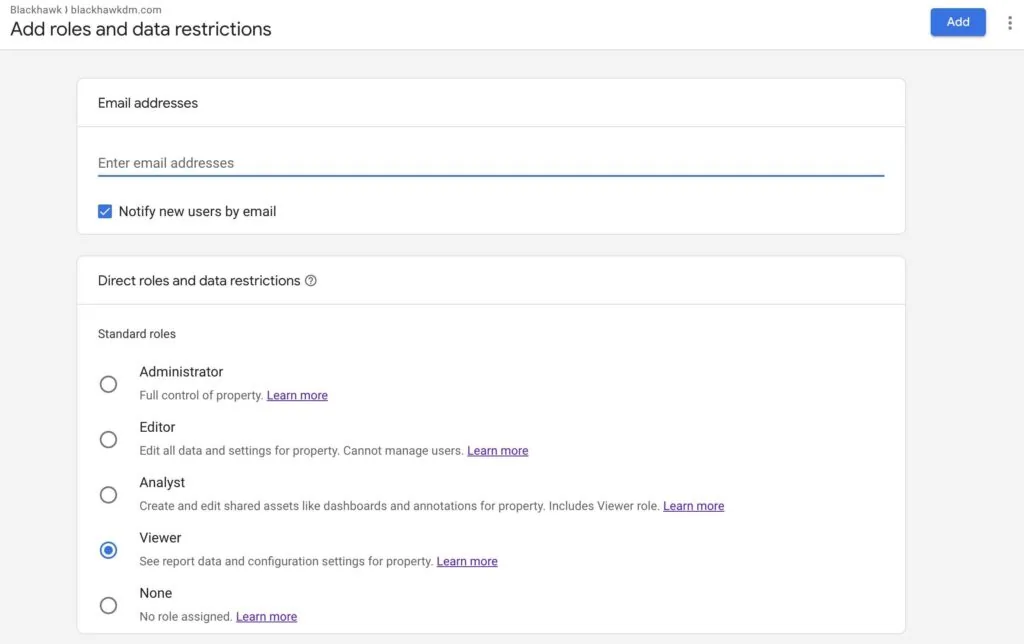 add a user to Google Analytics Universal