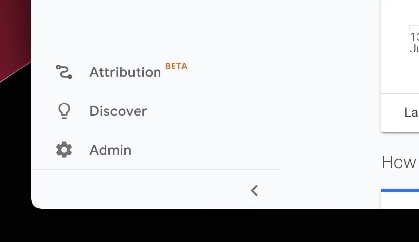 Google Analytics Universal Admin button