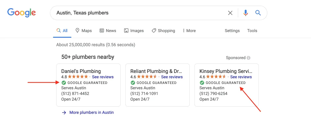 Google Guarantee in Search Results