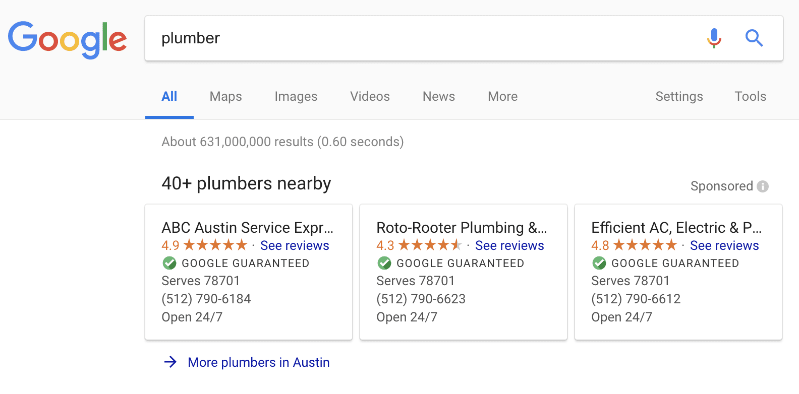 google local services ads example