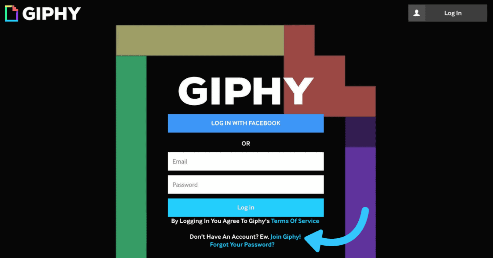 Landing page of giphy.com