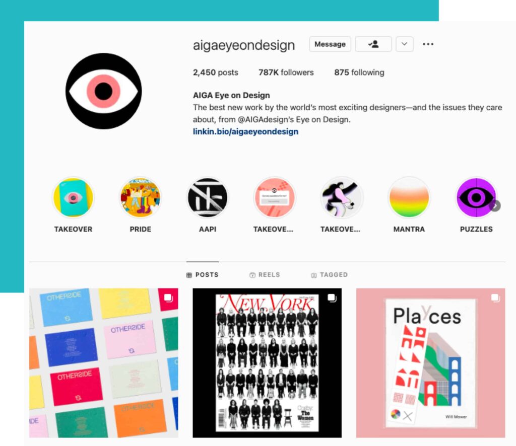 screenshot of instagram design account AIGA eye on design
