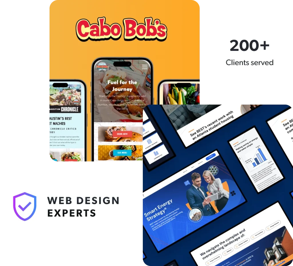 Two examples of graphic design – Cabo Bob's website and an energy company's website.